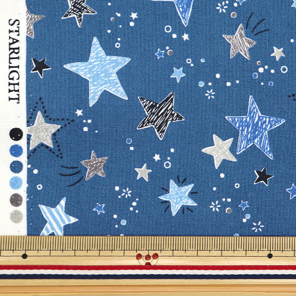 [Quantity starting from 5] Fabric 『Sheeting Colorful Canvas Starlight Navy COCAN-STA-NV" KOKKA