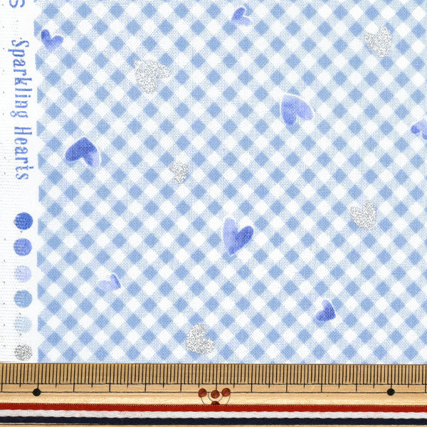 [Quantity starting from 5] Fabric 『Sheeting Colorful Canvas Sparkling Hearts Blue COCAN-HT-BL" KOKKA