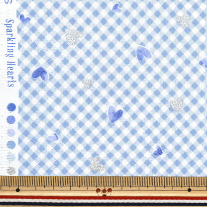 [Quantity starting from 5] Fabric 『Sheeting Colorful Canvas Sparkling Hearts Blue COCAN-HT-BL" KOKKA