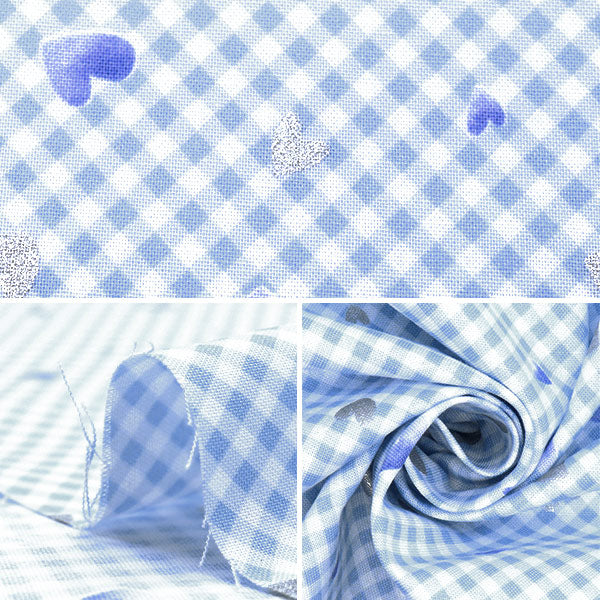 [Quantity starting from 5] Fabric 『Sheeting Colorful Canvas Sparkling Hearts Blue COCAN-HT-BL" KOKKA