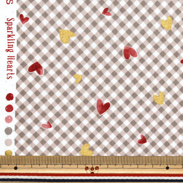 [Quantity starting from 5] Fabric 『Sheeting Colorful Canvas Sparkling Hearts Brown COCAN-HT-BR" KOKKA