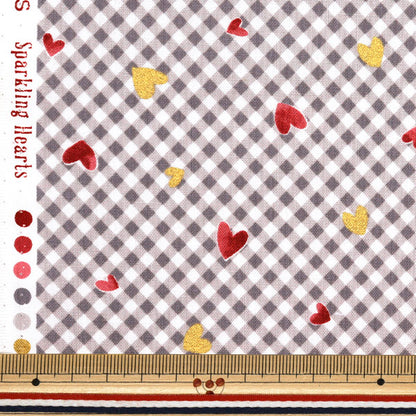 [Quantity starting from 5] Fabric 『Sheeting Colorful Canvas Sparkling Hearts Grey COCAN-HT-GY" KOKKA