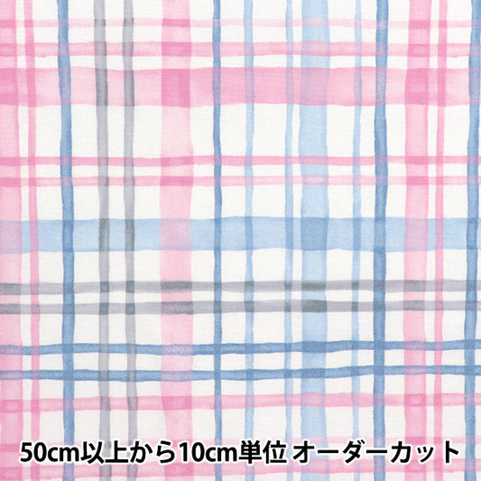 [Quantity starting from 5] Fabric "Colorful Canvas" Sheeting Watercolor Multi-Check Pink COCAN-MUC-PI" KOKKA