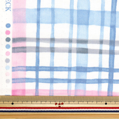 [Quantity starting from 5] Fabric "Colorful Canvas" Sheeting Watercolor Multi-Check Pink COCAN-MUC-PI" KOKKA