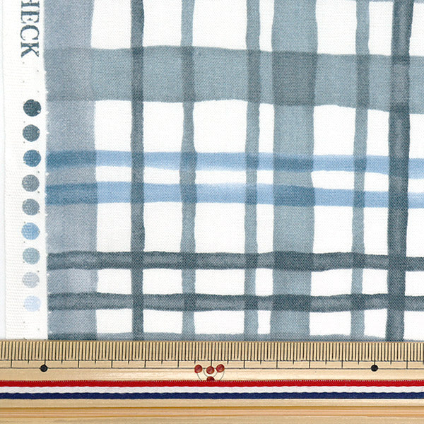 [Quantity starting from 5] Fabric "Colorful Canvas" Sheeting Watercolor Multi-Check Gray COCAN-MUC-GY" KOKKA