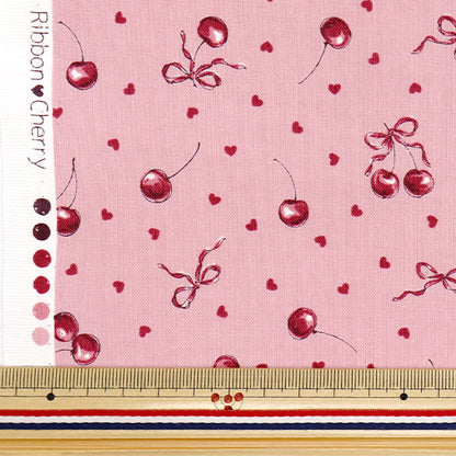 [Quantity starting from 5] Fabric "Colorful Canvas" Sheeting RibbonCherry Pink COCAN-RIC-PI" KOKKA