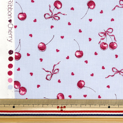 [Quantity starting from 5] Fabric "Colorful Canvas" Sheeting RibbonCherry Blue COCAN-RIC-BL" KOKKA