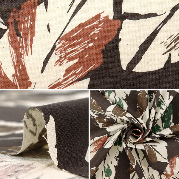 [Quantity starting from 5] Fabric "NOVA Sheeting Leaf Style Brown NSE-LEAF-BR" KOKKA 【Yuzawayaoriginal】
