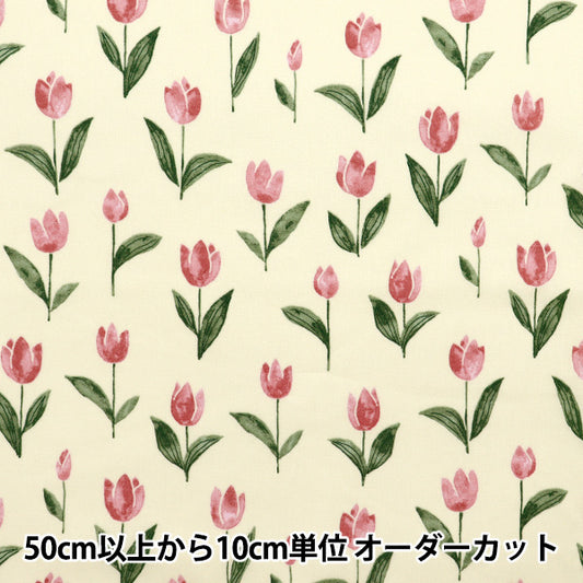 [Quantity starting from 5] Fabric 『Sheeting Palette Tulip Lemon Cream 144-8055-I2RE" 【Yuzawayaoriginal】