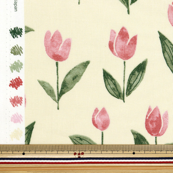 [Quantity starting from 5] Fabric 『Sheeting Palette Tulip Lemon Cream 144-8055-I2RE" 【Yuzawayaoriginal】