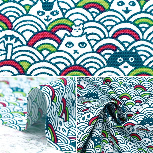 [From quantity 5] Fabric 『Oxford Aomi Wave Green AI-QW-GN"