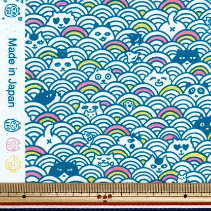 [From quantity 5] Fabric 『Oxford Aomi Wave Light Blue AI-QW-LBL"