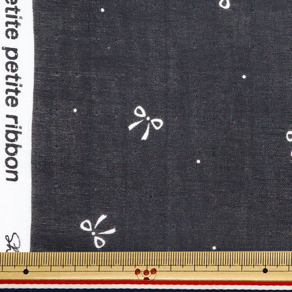[From quantity 5] Fabric 『double gauze RibbonPattern charcoal WGPPR-CH"