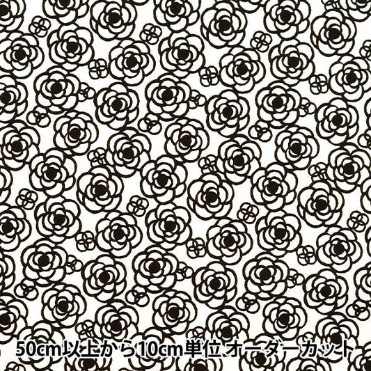 [Quantity starting from 5] Fabric 『Scare Print Mini Camellia Off-White x Black SQMCAM-OWBK"