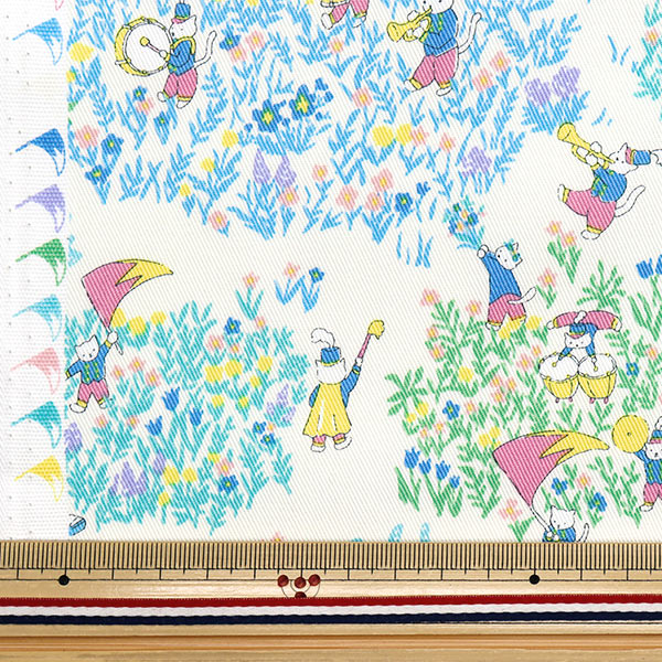 [Quantity starting from 5] Fabric "Twill Marching White Blue CHTW-MAR-WHBL"