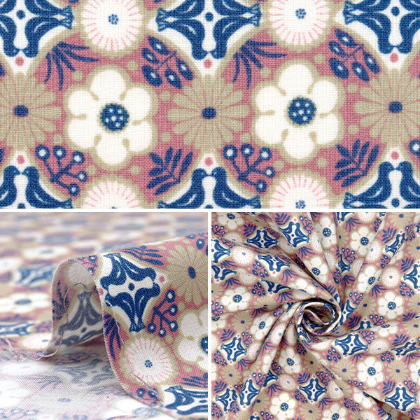 [Quantity starting from 5] Fabric 『Scare Print Flower Pink CHSQ-HAN-PK"
