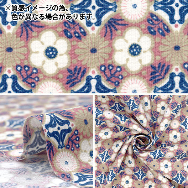 [Quantity starting from 5] Fabric 『Scare Print Flowers Yellow Green CHSQ-HAN-YEGN"