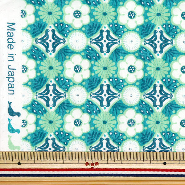 [Quantity starting from 5] Fabric 『Scare Print Flowers Blue Green CHSQ-HAN-BLGN"