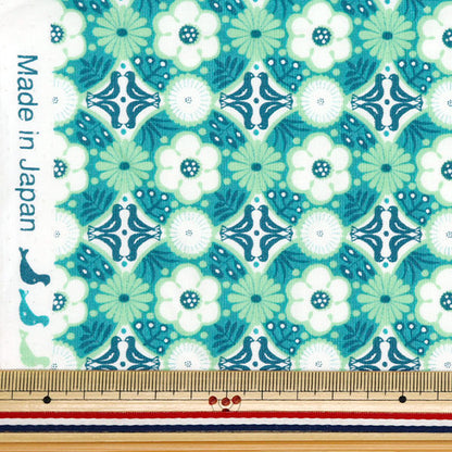[Quantity starting from 5] Fabric 『Scare Print Flowers Blue Green CHSQ-HAN-BLGN"