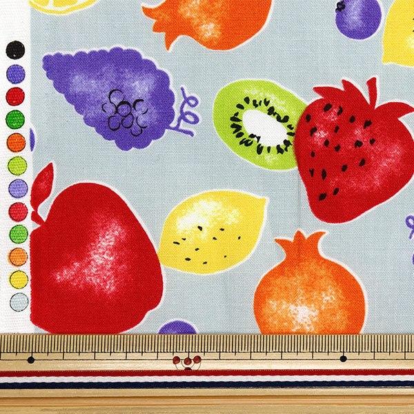 [Quantity starting from 5] Fabric 『Sheeting Fruit Stamp Kusumi Blue YZ1017-A"
