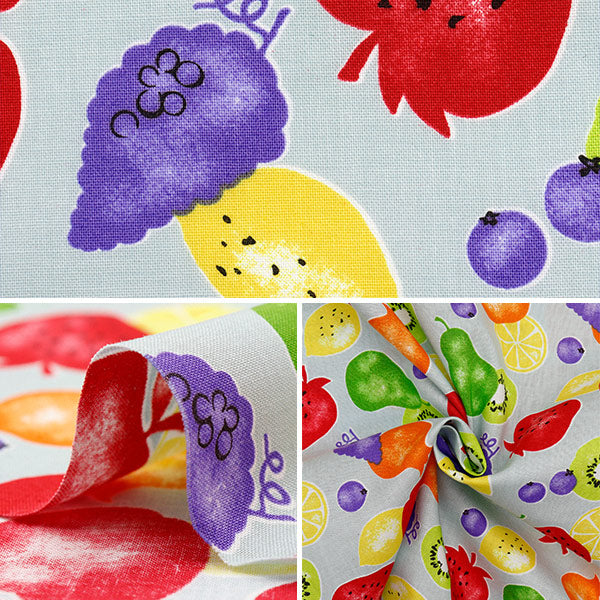 [Quantity starting from 5] Fabric 『Sheeting Fruit Stamp Kusumi Blue YZ1017-A"