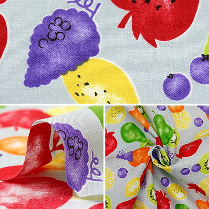 [Quantity starting from 5] Fabric 『Sheeting Fruit Stamp Kusumi Blue YZ1017-A"
