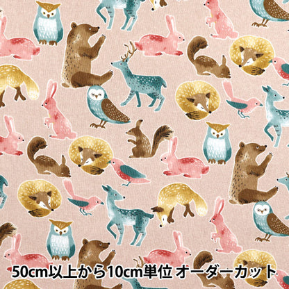 [Quantity starting from 5] Fabric 『Sheeting Nordic Animal Kusumi Pink YZ1018-B"