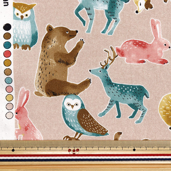[Quantity starting from 5] Fabric 『Sheeting Nordic Animal Kusumi Pink YZ1018-B"