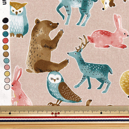[Quantity starting from 5] Fabric 『Sheeting Nordic Animal Kusumi Pink YZ1018-B"