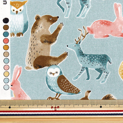 [Quantity starting from 5] Fabric 『Sheeting Nordic Animal Kusumi Blue YZ1018-C"
