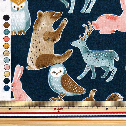 [Quantity starting from 5] Fabric 『Sheeting Nordic Animal Navy YZ1018-D"