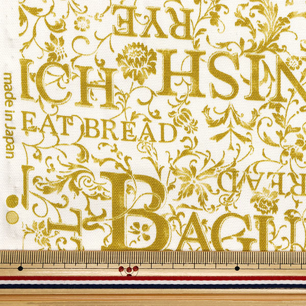 [Quantity starting from 5] Fabric 『Oxford Flower Letter Bread White x Kiiro YZ1019-A"