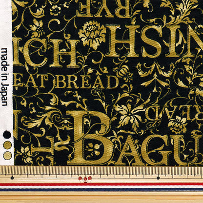 [Quantity starting from 5] Fabric 『Oxford Flower Letter Bread Black x Kiiro YZ1019-D"