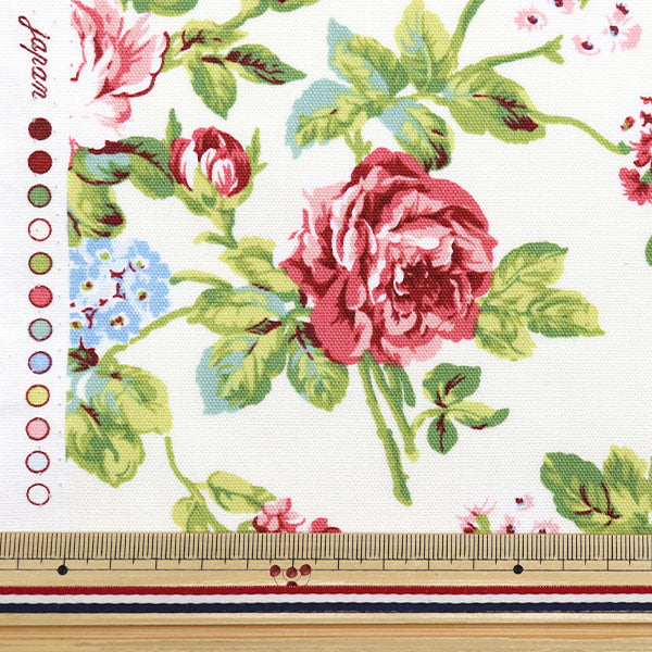 [From quantity 5] Fabric 『Oxford Rose pattern natural YUZ-917-1" Mansell Mansel Collection [YuzawayaLimited product]