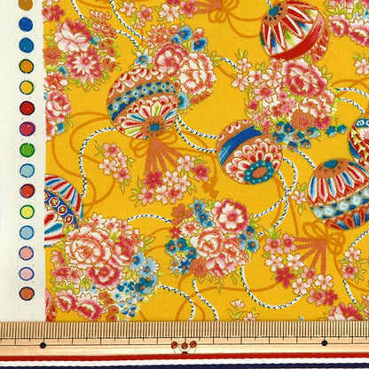 [From quantity 5] Fabric "Yusai Ichifu Sherting Hana Tamari Kiiro YUZ-914-3" 【Yuzawayaoriginal】