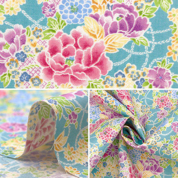 [From quantity 5] Fabric "Yusai Ichifu Sher Ting Botan Mizuiro YUZ-915-1" 【Yuzawayaoriginal】