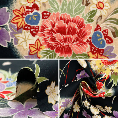 [From quantity 5] Fabric "Yusai Ichifu Sherring Sakuragiku Bankuro YUZ-916-1" 【Yuzawayaoriginal】