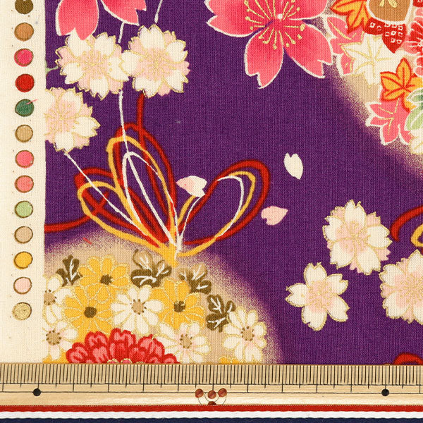 [From quantity 5] Fabric "Yusai Ichifu Sherring Sakuragiku Ban Murasaki YUZ-916-3" 【Yuzawayaoriginal】