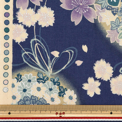 [From quantity 5] Fabric "Yusai Ichifu Sherting Sakuragiku Ban Ao YUZ-916-4" 【Yuzawayaoriginal】
