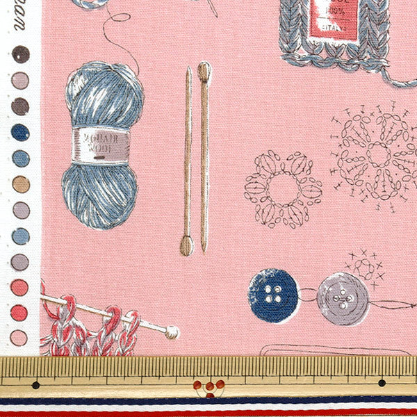 [Quantity starting from 5] Fabric 『Sheeting Knitting pattern pink YUZ-925-2" 【Yuzawayaoriginal】