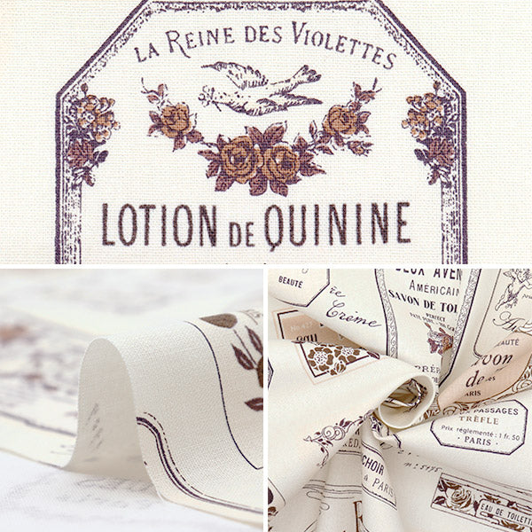 [Quantity starting from 5] Fabric 『Sheeting Eau de cologne pattern natural x bordeaux YUZ-926-1" 【Yuzawayaoriginal】