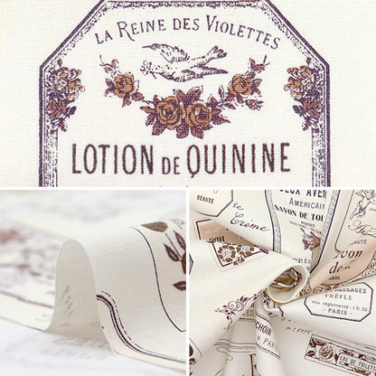 [Quantity starting from 5] Fabric 『Sheeting Eau de cologne pattern natural x bordeaux YUZ-926-1" 【Yuzawayaoriginal】