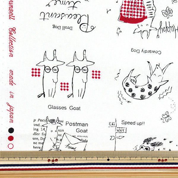 [Quantity starting from 5] Fabric The Munsell Collection Sheeting Goat White x Red YUZ-927-1" 【Yuzawayaoriginal】