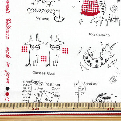 [Quantity starting from 5] Fabric The Munsell Collection Sheeting Goat White x Red YUZ-927-1" 【Yuzawayaoriginal】
