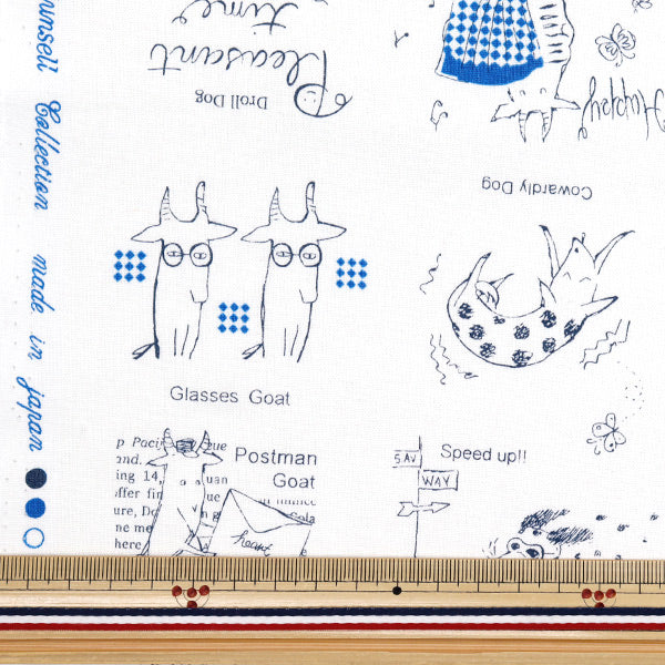 [Quantity starting from 5] Fabric The Munsell Collection Sheeting Goat White x Blue YUZ-927-2" 【Yuzawayaoriginal】