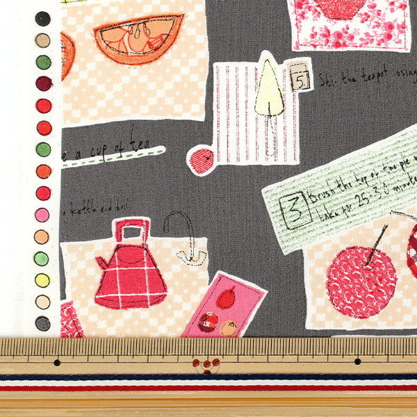 [Quantity from 5] Fabric “Broad Picnic Charcoal YUZ-930-3" 【Yuzawayaoriginal】