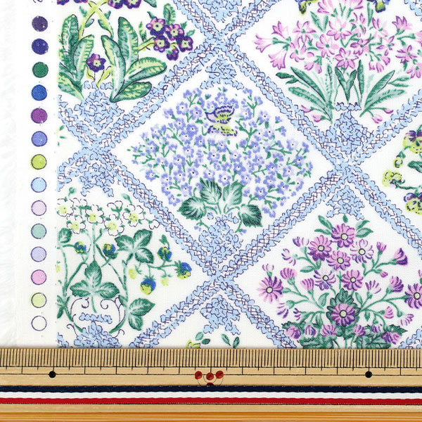 [Quantity from 5] Fabric 『Broad Flower Blue YUZ-933-1" 【Yuzawayaoriginal】