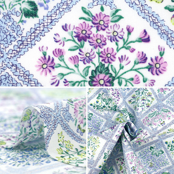 [Quantity from 5] Fabric 『Broad Flower Blue YUZ-933-1" 【Yuzawayaoriginal】