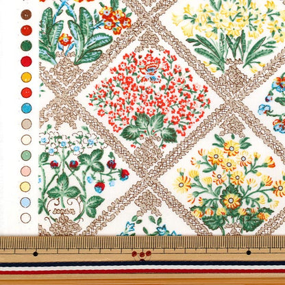 [Quantity from 5] Fabric "Broad Flower Beige x Orange YUZ-933-3" 【Yuzawayaoriginal】