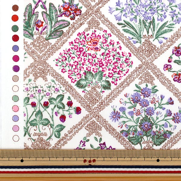 [Quantity from 5] Fabric "Broad Flower Beige x Pink YUZ-933-4" 【Yuzawayaoriginal】